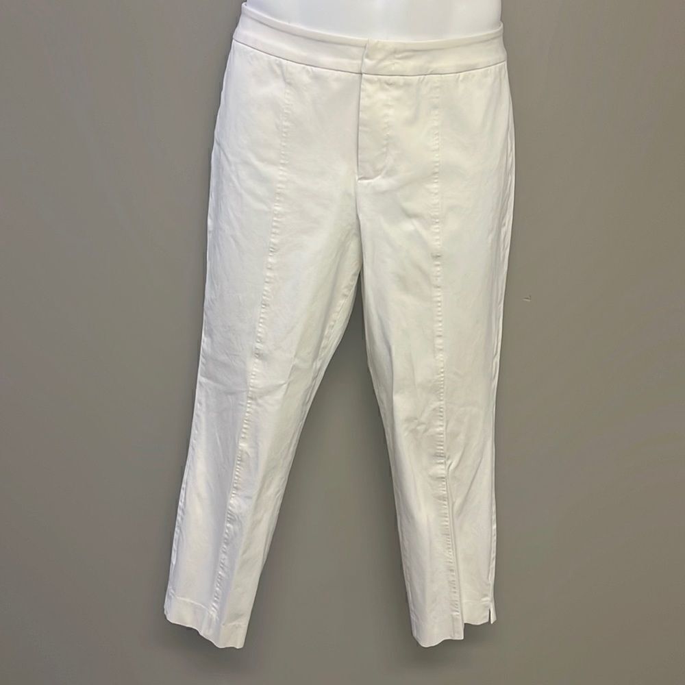 NYDJ Cream Ankle Pants with Front and Back Pleating